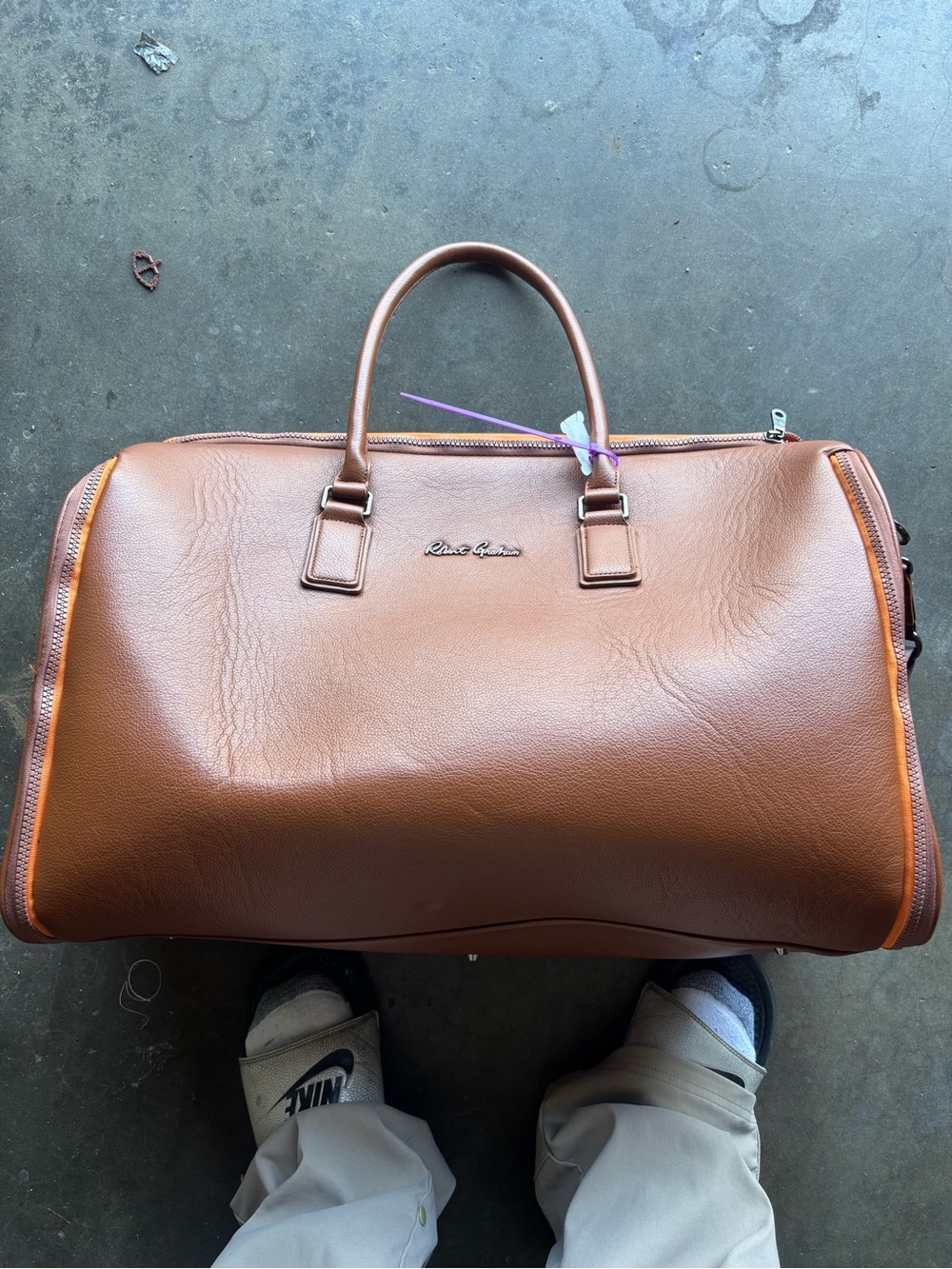 Robert Graham Leather Weekender Zippered Bag